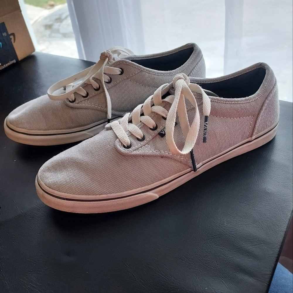 Vans Off The Wall Classic Grey Striped Skater Sneakers Women's 8